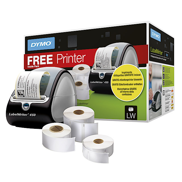 Etikettskrivare med etiketter, Dymo LabelWriter 450 Clas